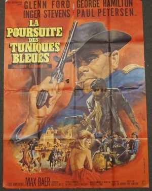 Affiche originale La Poursuite des Tuniques Bleues 1967 Glenn Ford 120x160 cm entoilée