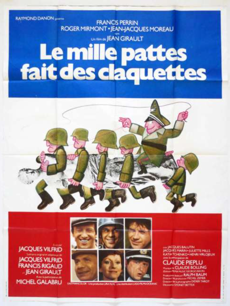 Affiche du film Le Mille-Pattes fait des claquettes, comédie française réalisée par Jean Girault avec Jean Lefebvre et Michel Galabru.