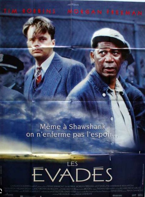 Affiche du film Les Évadés (1994) avec Tim Robbins et Morgan Freeman Poster of The Shawshank Redemption (1994) featuring Tim Robbins and Morgan Freeman