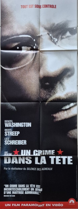 Affiche de cinéma du film Un crime dans la tête, thriller politique réalisé par Jonathan Demme, avec Denzel Washington, 2004.